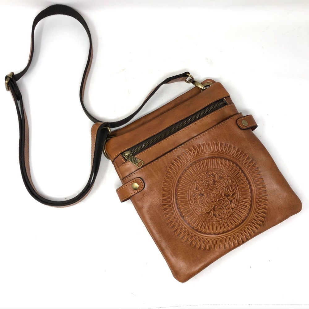 PATRICIA NASH Francesca Tan Leather Crossbody Bag